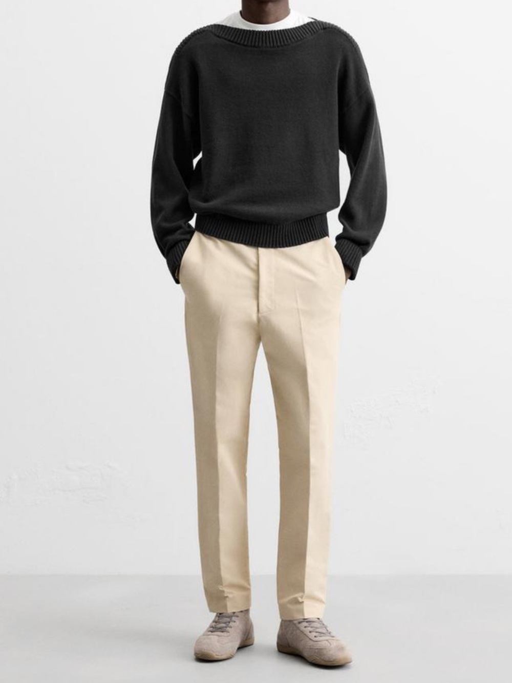 New Zara Man Limited Edition Slim Fit Pant 32x30 Beige Technical Stretch Commute
